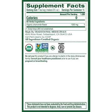 Traditional Medicinals Organic Chamomile Herbal Tea, Supports Healthy Digestion, (Pack of 1) - 16 Tea Bags