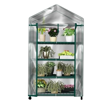 4-Tier Mini Greenhouse with Wheels for Indoor Use