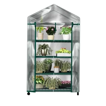 Compact 4-Tier Mini Greenhouse with Locking Wheels for Easy Mobility