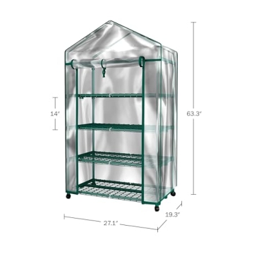 4-Tier Mini Greenhouse with Wheels for Indoor Use