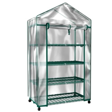 4-Tier Mini Greenhouse with Wheels for Indoor Use