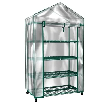 4-Tier Mini Greenhouse with Wheels for Indoor Use