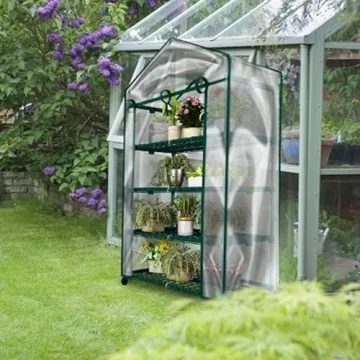 4-Tier Mini Greenhouse with Wheels for Indoor Use