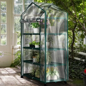 4-Tier Mini Greenhouse with Wheels for Indoor Use