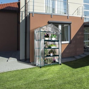 4-Tier Mini Greenhouse with Wheels for Indoor Use
