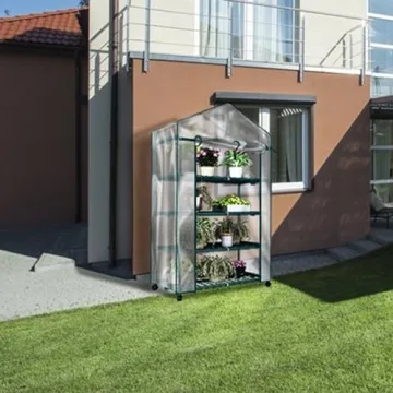 4-Tier Mini Greenhouse with Wheels for Indoor Use
