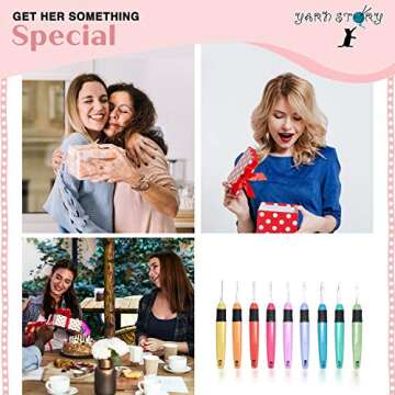 Lighted Crochet Hooks Value Pack 9 pcs Set - LED Lite Crochet Hook Set - Ergonomic Soft Grip Handle ...