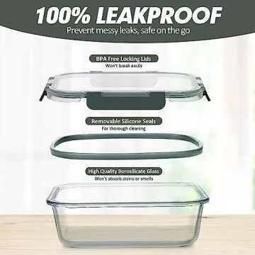 VERONES 30 Pieces Glass Meal Prep Containers Set, Airtight Glass Lunch Containers, Stackable Glass Food Storage Containers with Lids, for Microwave, Oven, Freezer & Dishwasher Friendly,Grey