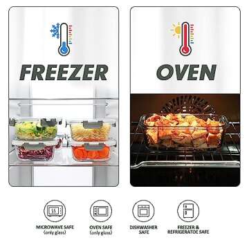 VERONES 30 Pieces Glass Meal Prep Containers Set, Airtight Glass Lunch Containers, Stackable Glass Food Storage Containers with Lids, for Microwave, Oven, Freezer & Dishwasher Friendly,Grey