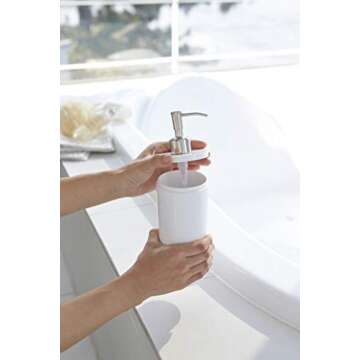 Yamazaki 2928 Tower Shampoo Dispenser Contemporary Bottle Pump for Shower, Round, White