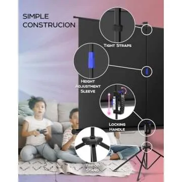 100 Inch Indoor and Outdoor Projector Screen with Stand for Movies or Presentations - HD Premium 16:9 Folding Free Tripod Screen with Carry Bag and Straps, Matte