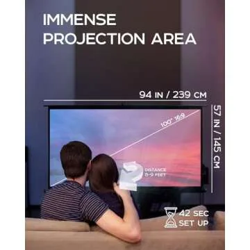 100 Inch Indoor and Outdoor Projector Screen with Stand for Movies or Presentations - HD Premium 16:9 Folding Free Tripod Screen with Carry Bag and Straps, Matte