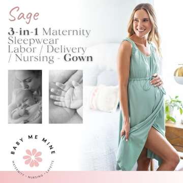 Baby Be Mine Labor and Delivery Gown for Hospital – 3-in-1 Labor/Delivery/Nursing Gown – Materni...