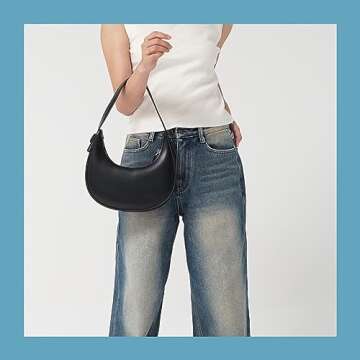 Hobo Bag for Women - Crescent Moon Design, Cute, Trendy Shoulder Handbag & Small Daily Purse, Women's Everyday Purses