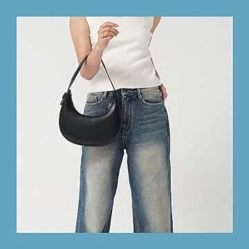 Hobo Bag for Women - Crescent Moon Design, Cute, Trendy Shoulder Handbag & Small Daily Purse, Women's Everyday Purses