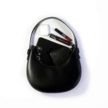 Hobo Bag for Women - Crescent Moon Design, Cute, Trendy Shoulder Handbag & Small Daily Purse, Women's Everyday Purses