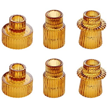 Vixdonos Taper Glass Candlestick Holders Tealight Candle Holders for Table Centerpieces, Wedding Dec...