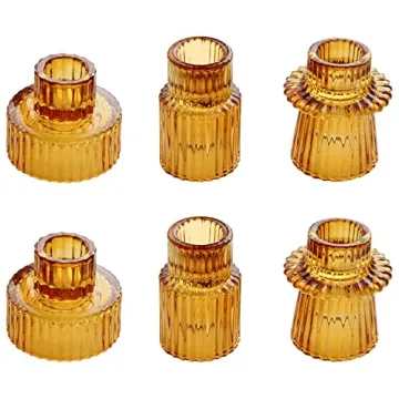 Vixdonos Taper Glass Candlestick Holders Tealight Candle Holders for Table Centerpieces, Wedding Dec...