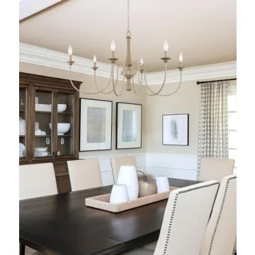 44" Rustic Metal 6-Light Chandelier for Modern Homes