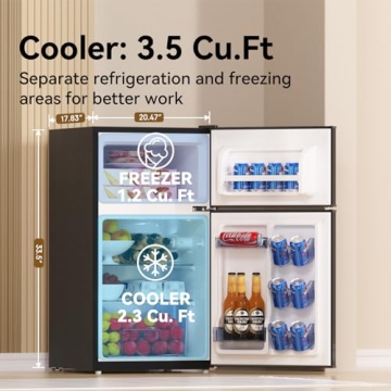 Frestec Mini Fridge with Freezer for Small Spaces