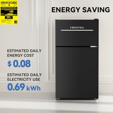 Frestec Mini Fridge with Freezer for Small Spaces