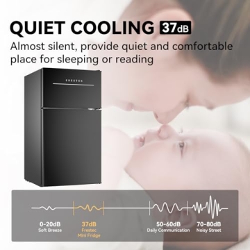 Frestec Mini Fridge with Freezer for Small Spaces