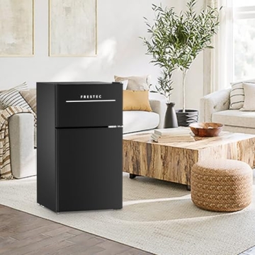 Frestec Mini Fridge with Freezer for Small Spaces
