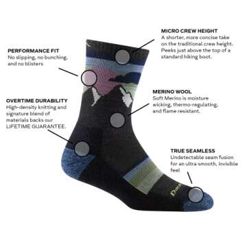 Darn Tough Vermont Sunset Ledge Micro Crew Lightweight with Cushion Dark Teal SM (US 4.5-7)