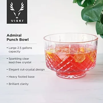 Viski Admiral Crystal Punch Bowl for Elegant Gatherings