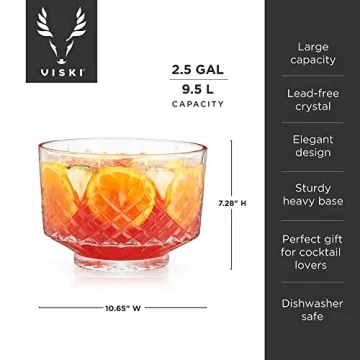 Viski Admiral Crystal Punch Bowl for Elegant Gatherings