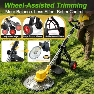 2026 Brushless Cordless Weed Wacker with Wheels
