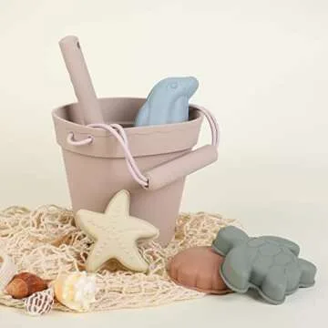 BLUE GINKGO Silicone Beach Toy Set for Kids - 7pc Travel Set