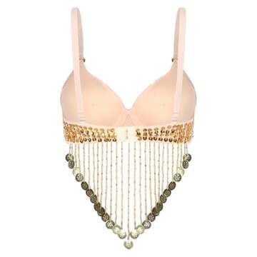 Winnrchan Women Sequin Belly Dance Performance Costume Underwired Bra Crop Top Music Festival Club T...