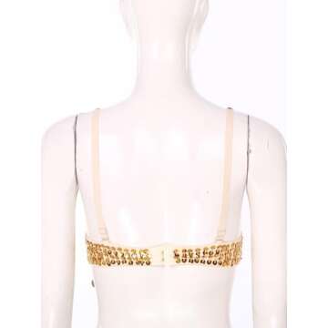 Winnrchan Women Sequin Belly Dance Performance Costume Underwired Bra Crop Top Music Festival Club Tribal Tops Gold One Size