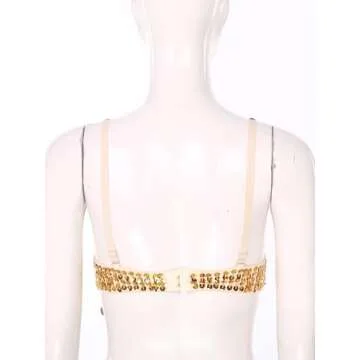 Winnrchan Women Sequin Belly Dance Performance Costume Underwired Bra Crop Top Music Festival Club Tribal Tops Gold One Size