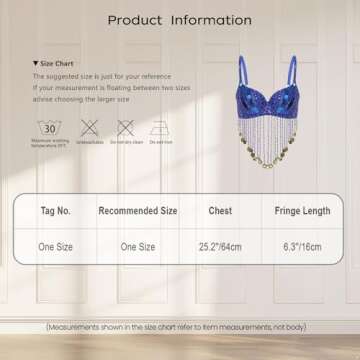 Winnrchan Women Sequin Belly Dance Performance Costume Underwired Bra Crop Top Music Festival Club Tribal Tops Gold One Size