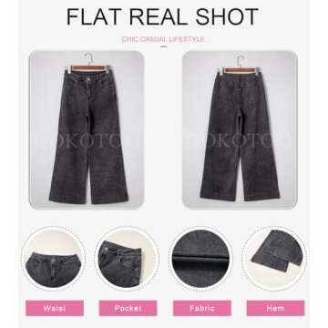 Dokotoo Wide Leg Loose Stretch Jeans for Women Casual High Waisted Cargo Jeans Denim Pants Grey Size 12