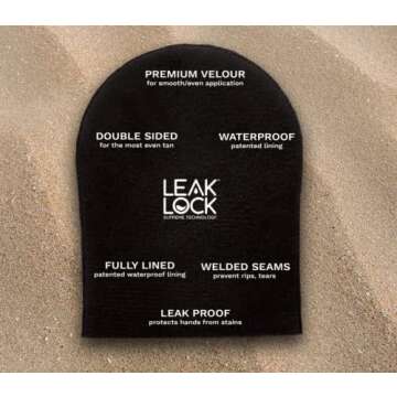 LEAK LOCK SUPREME TECHNOLOGY Premium Self-Tanning Mitt Applicator 3pc Kit Keeps Hands Dry Stain Free No Product Waste for Streakless, Flawless Supreme Tan Application