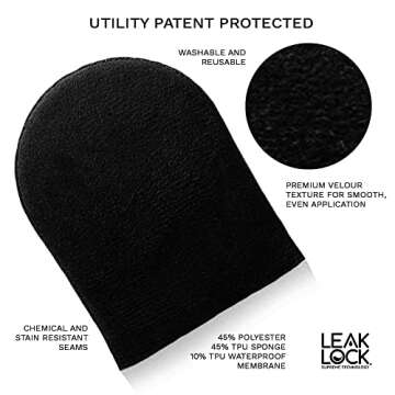 LEAK LOCK SUPREME TECHNOLOGY Premium Self-Tanning Mitt Applicator 3pc Kit Keeps Hands Dry Stain Free No Product Waste for Streakless, Flawless Supreme Tan Application
