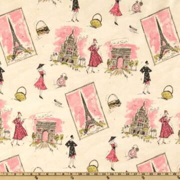 Waverly Tres Chic Black/Pink, Fabric by the Yard