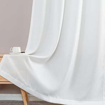 jinchan White Semi Sheer Curtains for Bedroom & Living Room