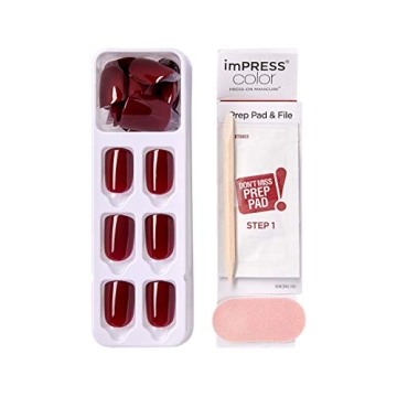 KISS imPRESS Red No Glue Press-On Nails for Effortless Style