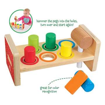 Early Learning Centre Wooden Hammer Bench, Hand Eye Coordination, Stimulates Senses,, Kids Toys for Ages 18 Month, Amazon Exclusive