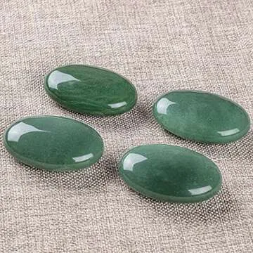 UFEEL Green Aventurine Palm Stone Crystal Natural Chakra Therapy Polished Healing Crystal Oval Pocke...