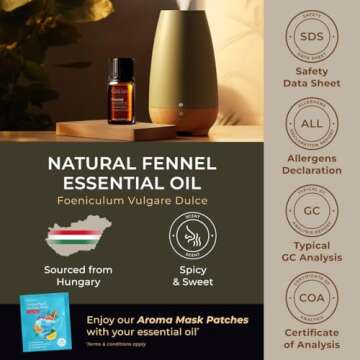 Gya Labs Fennel Essential Oil for Diffusers - 0.34 Fl Oz - 100% Pure Natural Fennel Oil for Aromatherapy, Skin, Candles Making - Sweet, Peppery, Refreshing Scent