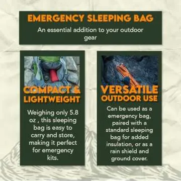 SE Emergency Sleeping Bag - Heavy Duty - Bivvy Thermal Sleeping Bag Camping and Survival Gear - Wint...