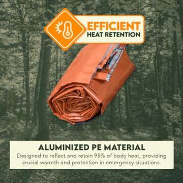 SE Emergency Sleeping Bag - Heavy Duty - Bivvy Thermal Sleeping Bag Camping and Survival Gear - Winter and Cold Survival Emergency Outdoor Sleeping Bag - EB122OR