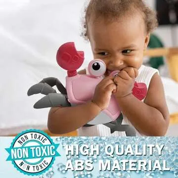 Keculf Walking Crab Baby Toy, Toddler Crawling Tummy Time Crab with Music, Interactive Sensory Infant Dancing Crab Toys, Boys Girls Baby Crab Toy Learning Birthday Gift (Pink)