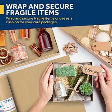 Bryco Goods 18" x 1,200" Brown Kraft Packing Paper - Versatile for Different Arts and Crafts Projects - Pin Up Your Work Or School Notes - Create Vision Board for Your Bedroom - Everything in A Roll