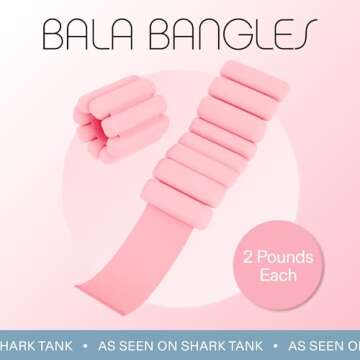 Bala Bangles Wrist & Ankle Weights for Women & Men (Blush) - 2 Pound Adjustable Silicone Weighted Bracelet Set for Gym, Yoga, Pilates, Cardio & Strength Training - Wearable Arm & Leg Workout Weights